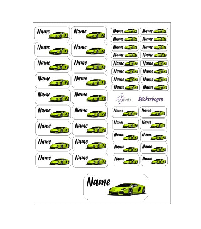 Baurelia Stickerset mit Name Auto 4