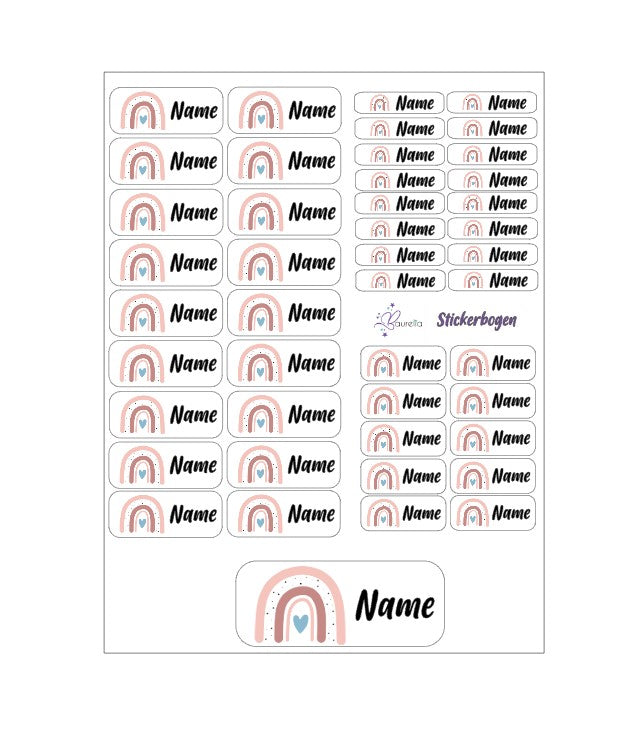Baurelia Stickerset mit Name Regenbogen 4