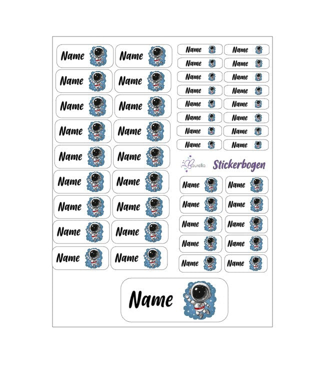 Baurelia Stickerset mit Name Astronaut 2