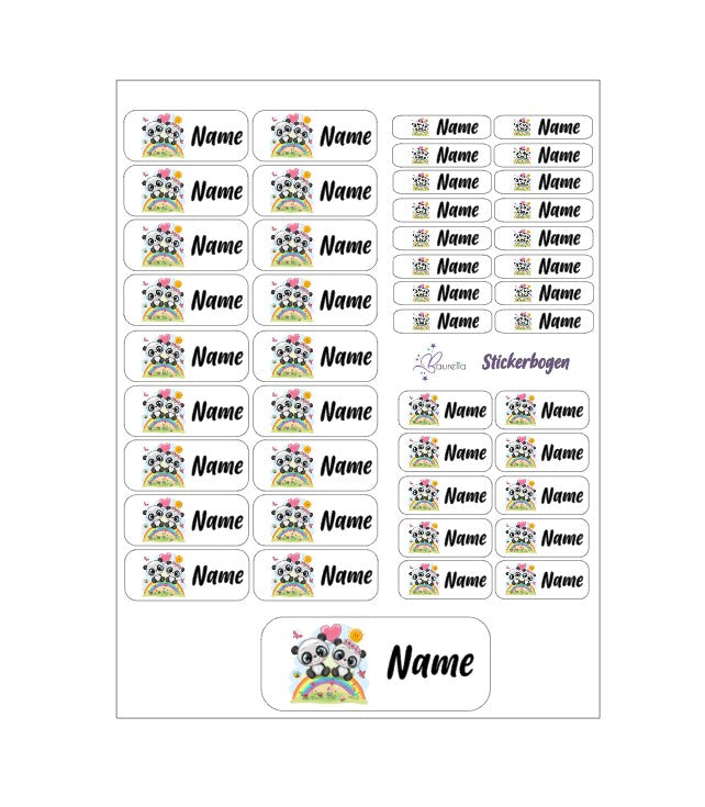 Baurelia Stickerset mit Name Panda 6