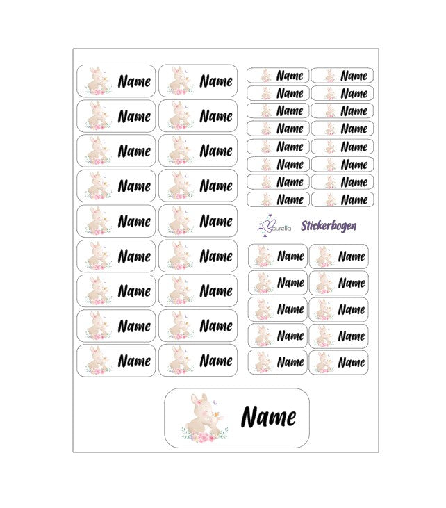 Baurelia Stickerset mit Name Hase 2