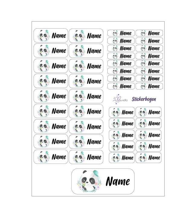 Baurelia Stickerset mit Name Panda 4