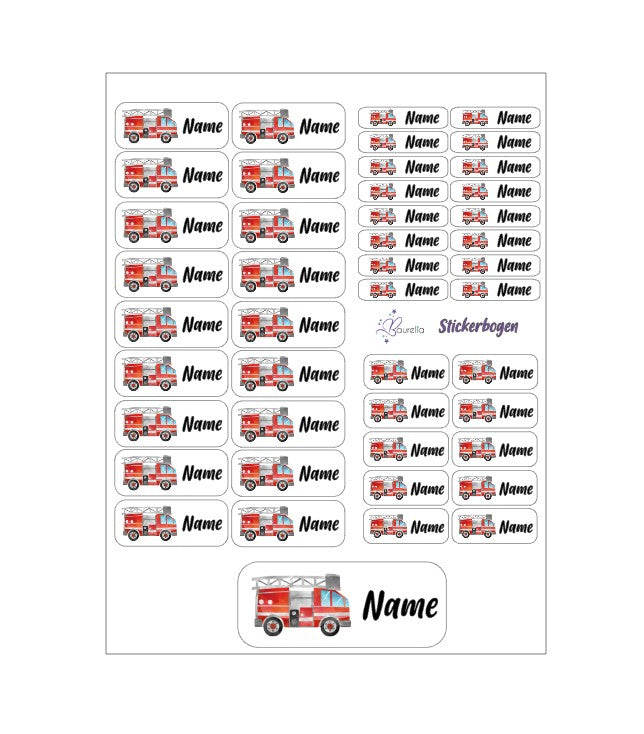Baurelia Stickerset mit Name Feuerwehr 2