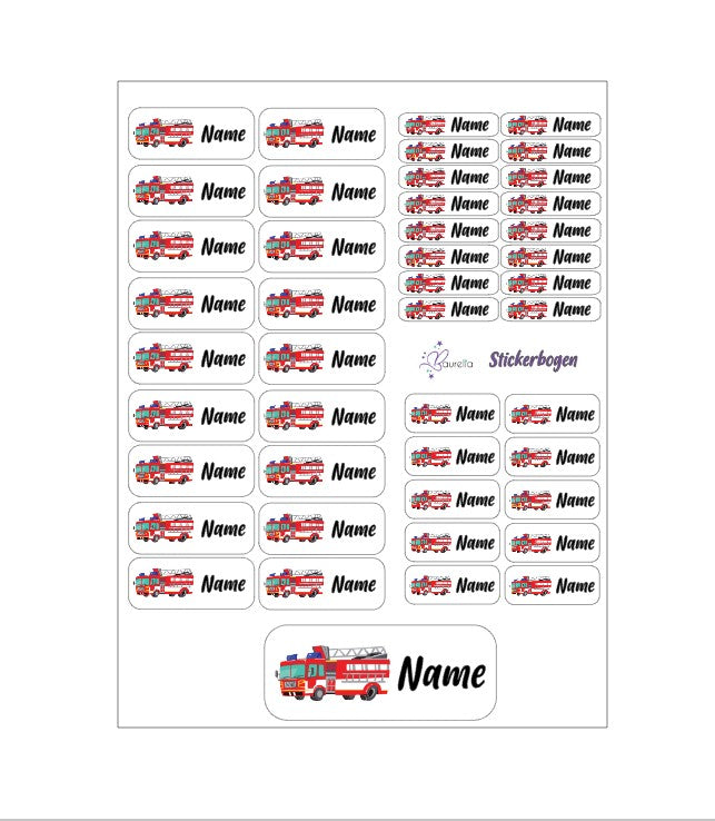 Baurelia Stickerset mit Name Feuerwehr 1
