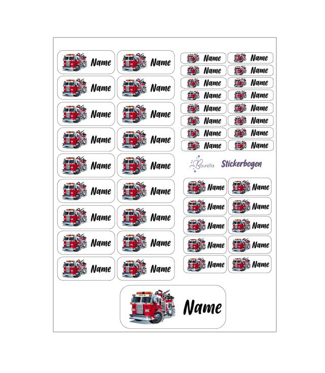 Baurelia Stickerset mit Name Feuerwehr 3