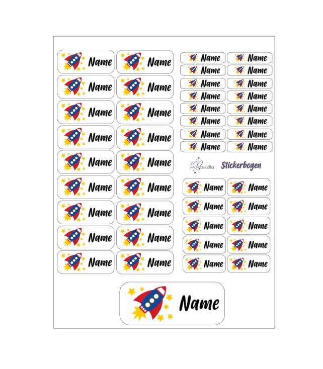 Baurelia Stickerset mit Name Rakete 3