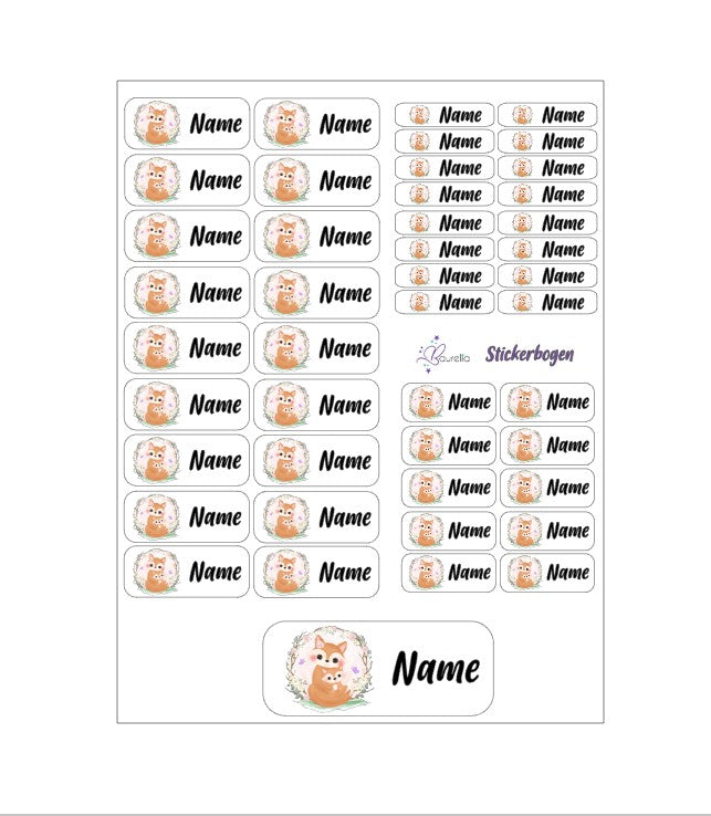 Baurelia Stickerset mit Name Fuchs 4