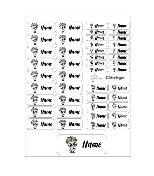 Baurelia Stickerset mit Name Panda 8