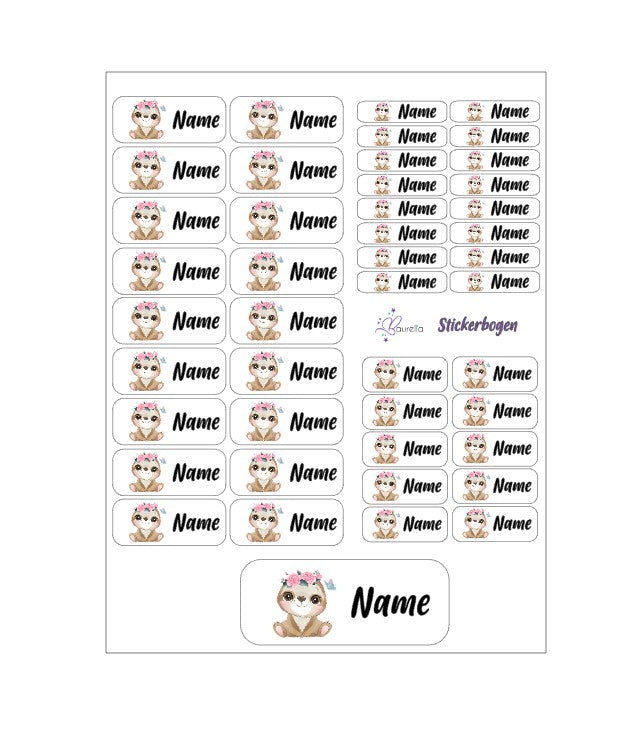 Baurelia Stickerset mit Name Faultier 3