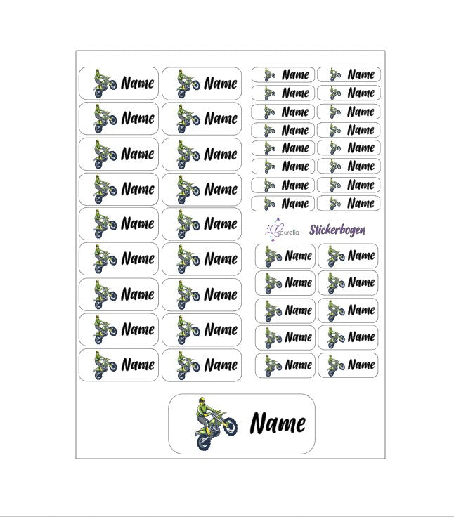 Baurelia Stickerset mit Name Motocross 3