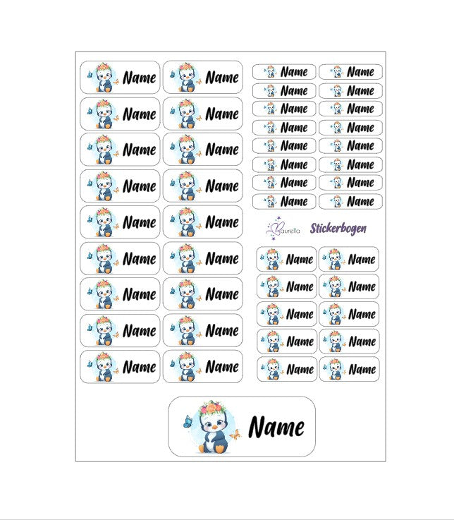 Baurelia Stickerset mit Name Pinguin 5