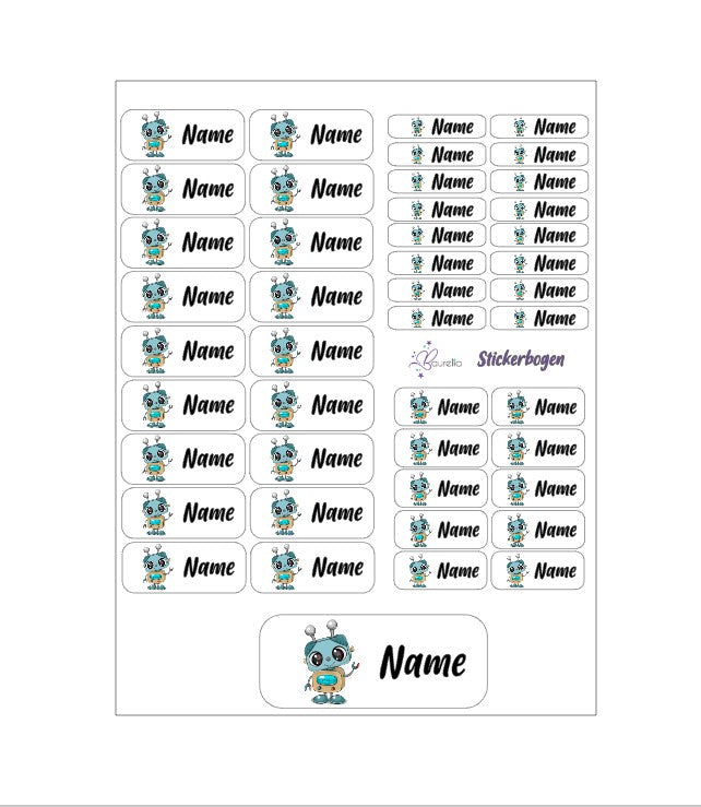 Baurelia Stickerset mit Name Roboter 1