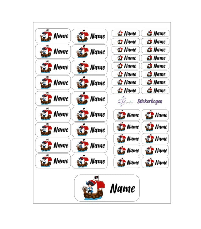 Baurelia Stickerset mit Name Pirat 2