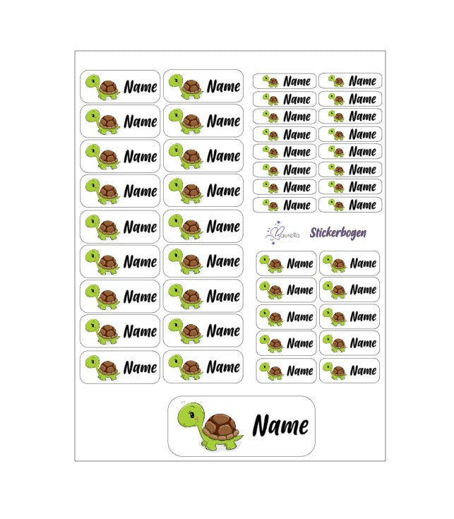 Baurelia Stickerset mit Name Schildkröte 4