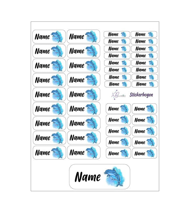 Baurelia Stickerset mit Name Delfin 1