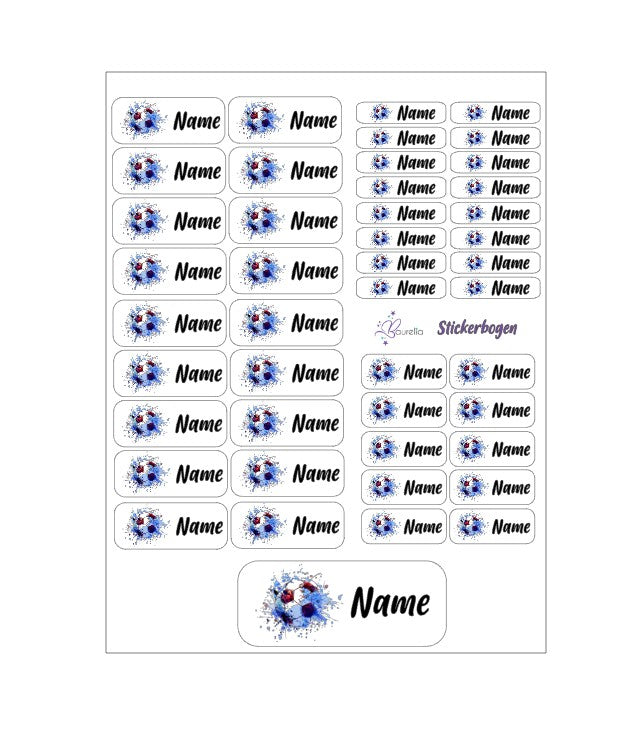 Baurelia Stickerset mit Name Fussball 2
