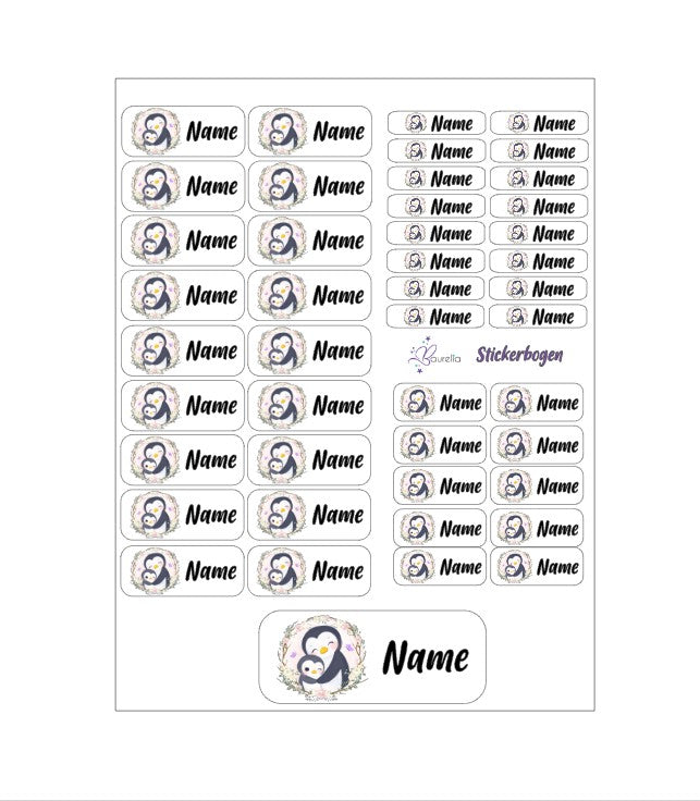 Baurelia Stickerset mit Name Pinguin 3