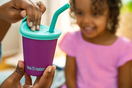 Kinder Edelstahl Trinkbecher mit Strohhalm Hellgrün