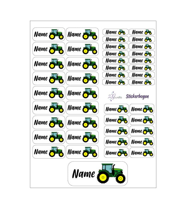 Baurelia Stickerset mit Name Traktor 1