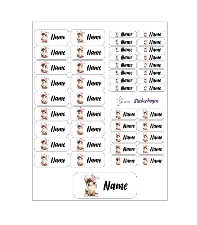 Baurelia Stickerset mit Name Pferd 1