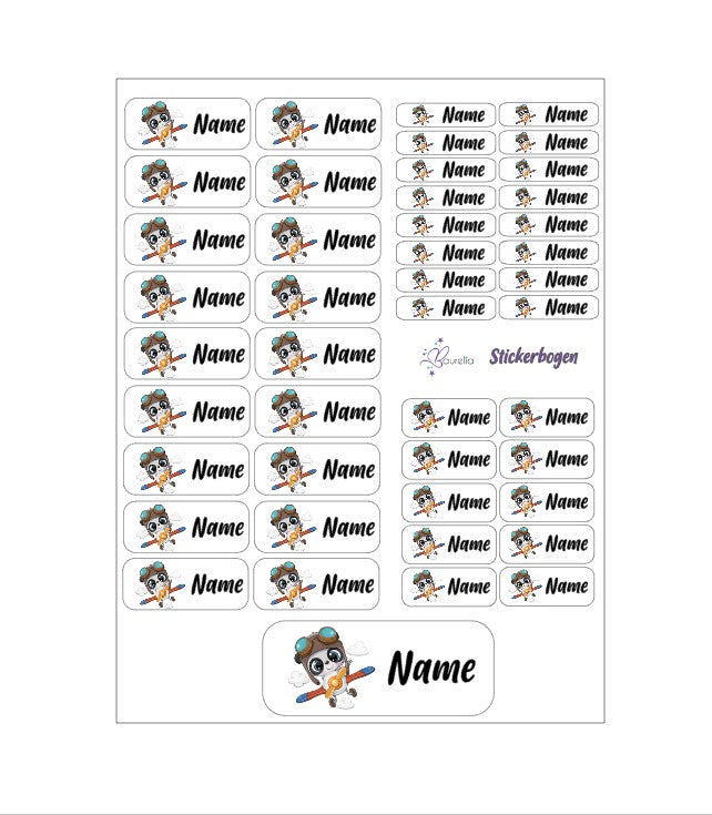 Baurelia Stickerset mit Name Flieger 2