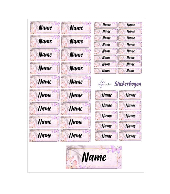 Baurelia Stickerset mit Name Schmetterling 3