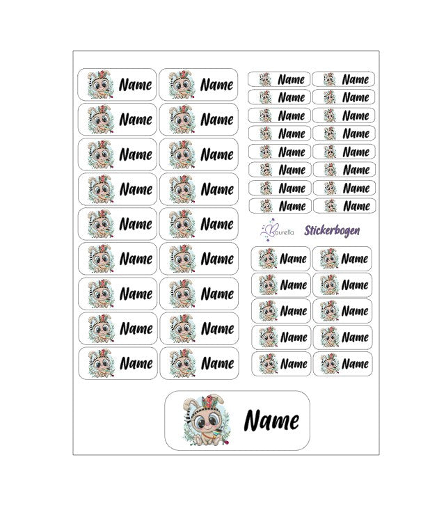 Baurelia Stickerset mit Name Hase 4