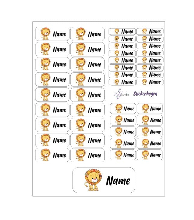 Baurelia Stickerset mit Name Löwe 1