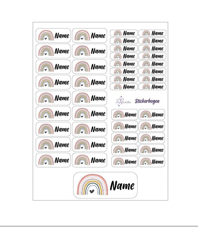 Baurelia Stickerset mit Name Regenbogen 6