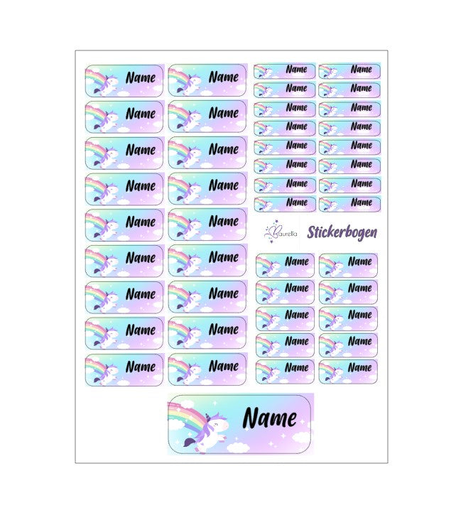 Baurelia Stickerset mit Name Einhorn 2