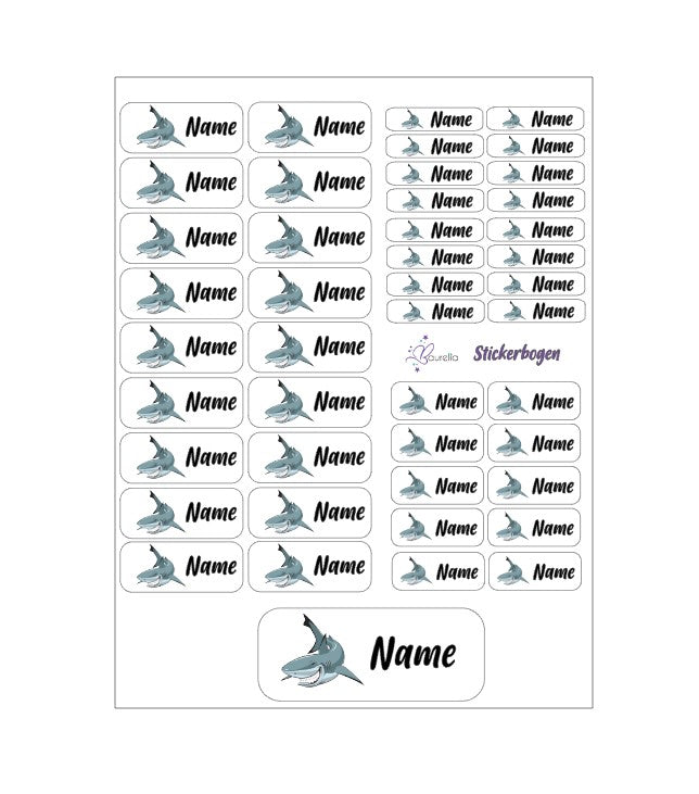 Baurelia Stickerset mit Name Hai 3