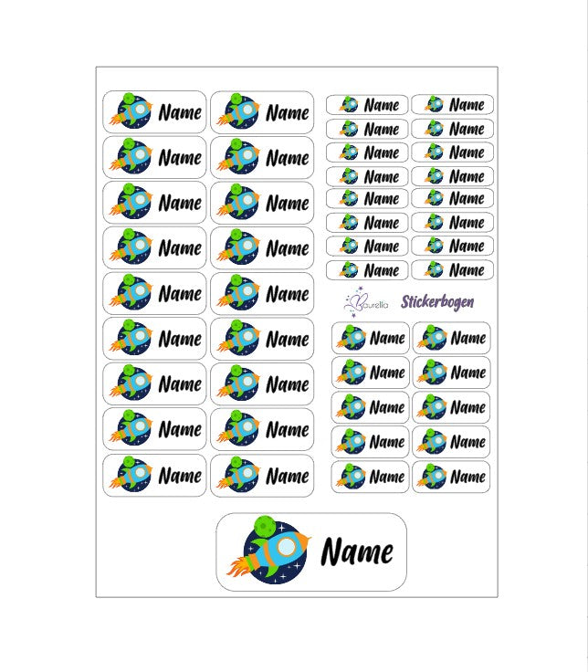 Baurelia Stickerset mit Name Rakete 1