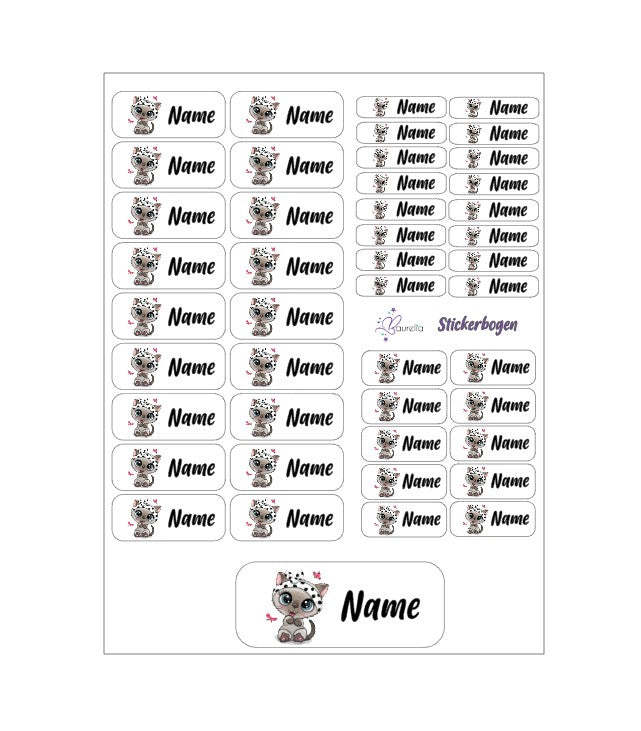 Baurelia Stickerset mit Name Katze 1