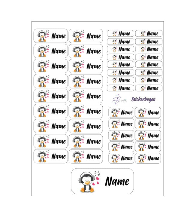 Baurelia Stickerset mit Name Pinguin 6