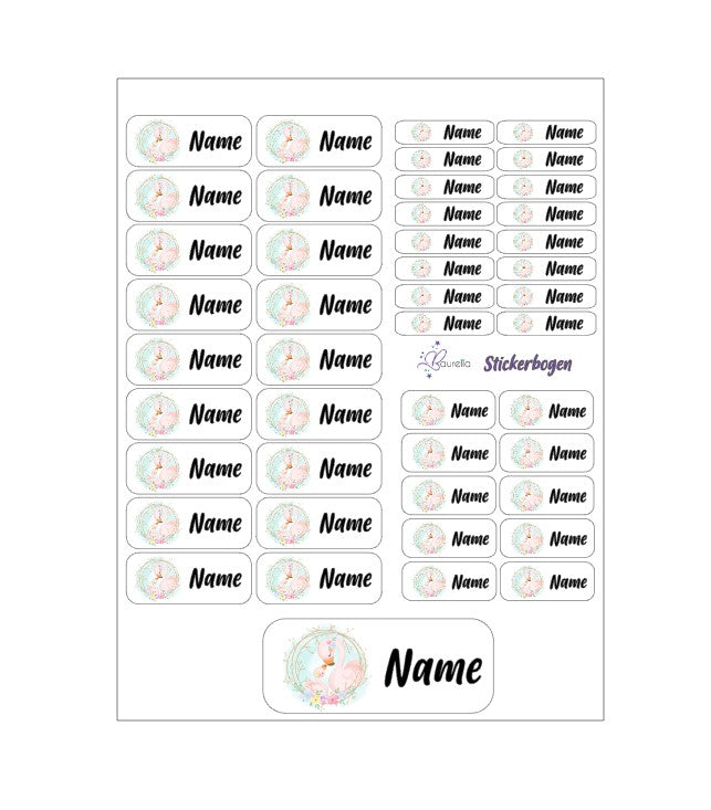 Baurelia Stickerset mit Name Flamingo 4