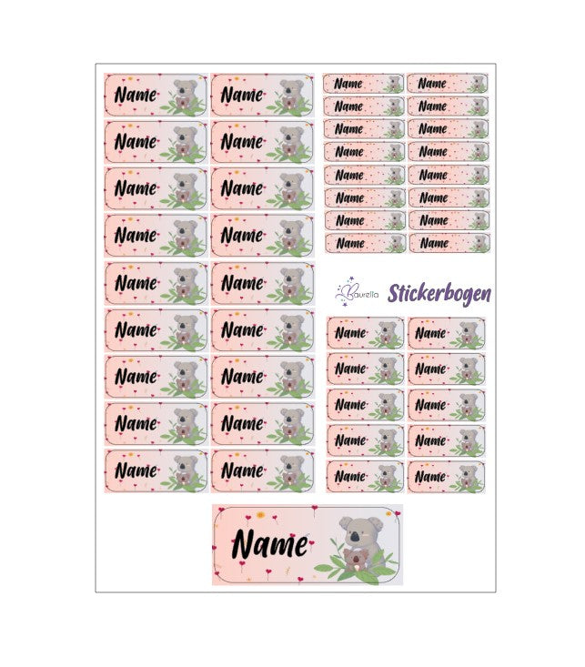 Baurelia Stickerset mit Name Koala 1