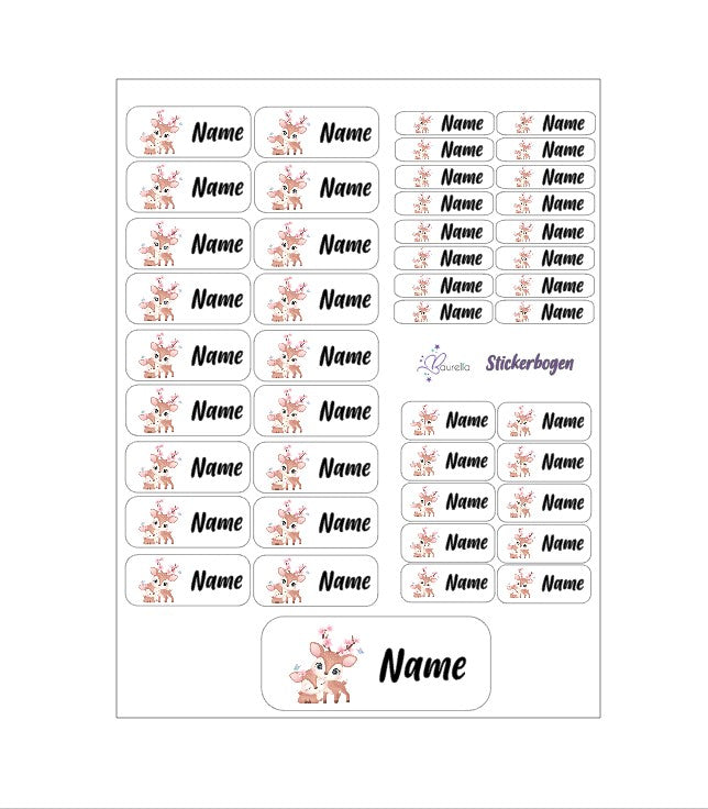 Baurelia Stickerset mit Name Hirsch 1