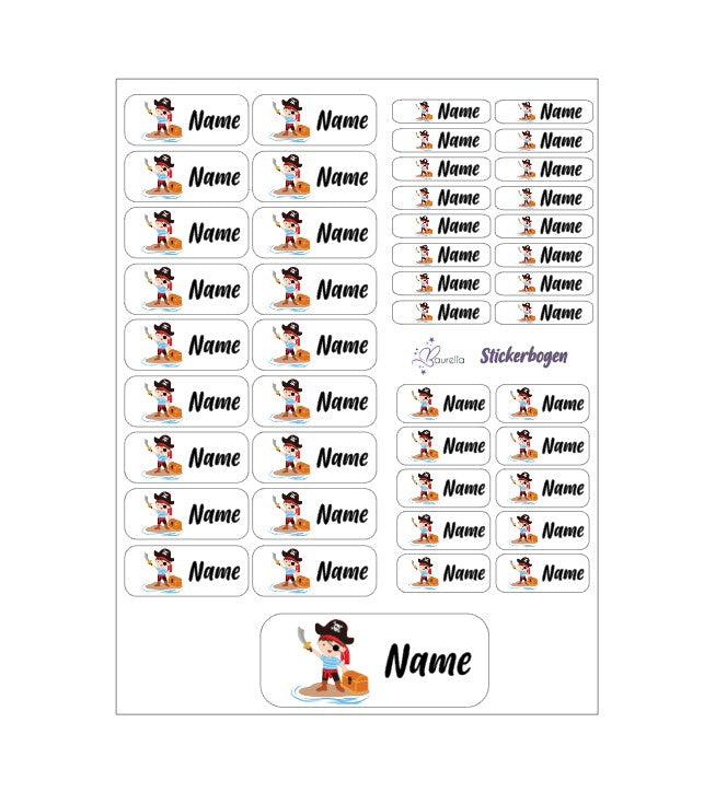 Baurelia Stickerset mit Name Pirat 1