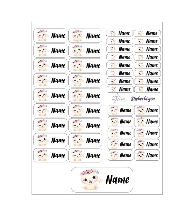 Baurelia Stickerset mit Name Katze 2