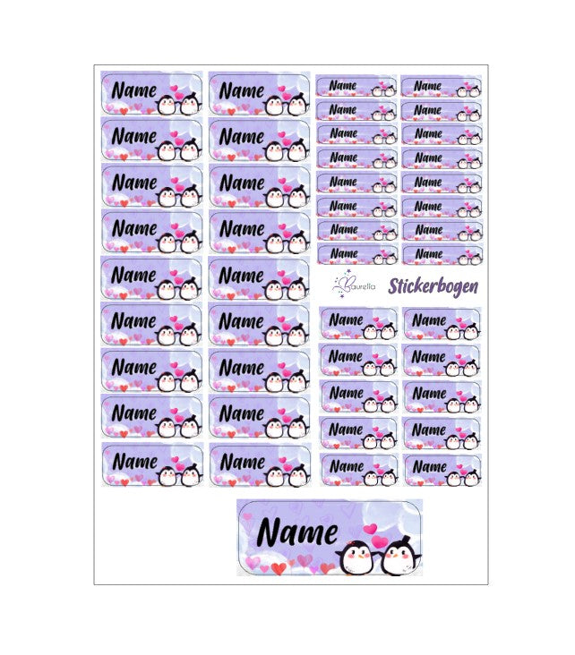 Baurelia Stickerset mit Name Pinguin 1