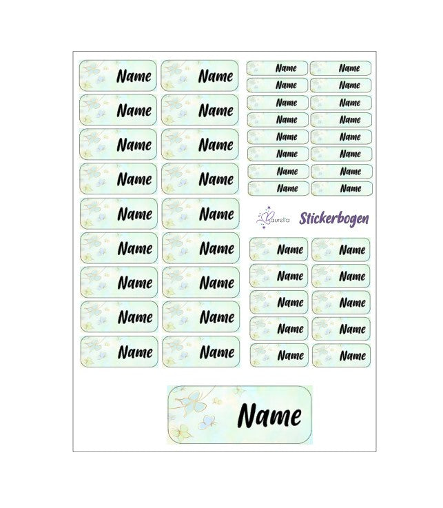 Baurelia Stickerset mit Name Schmetterling 1