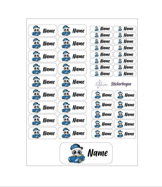 Baurelia Stickerset mit Name Panda 7