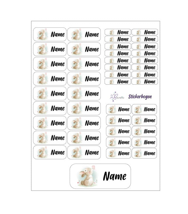 Baurelia Stickerset mit Name Hase 3