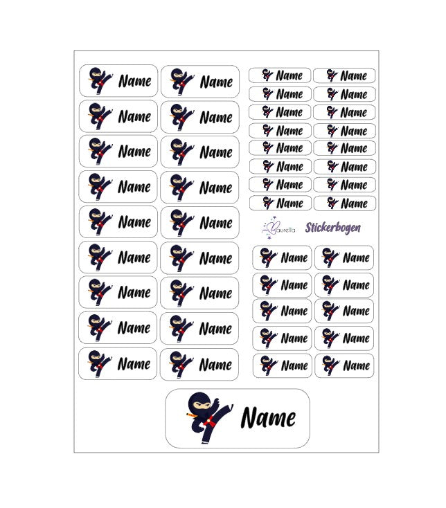 Baurelia Stickerset mit Name Ninja 2