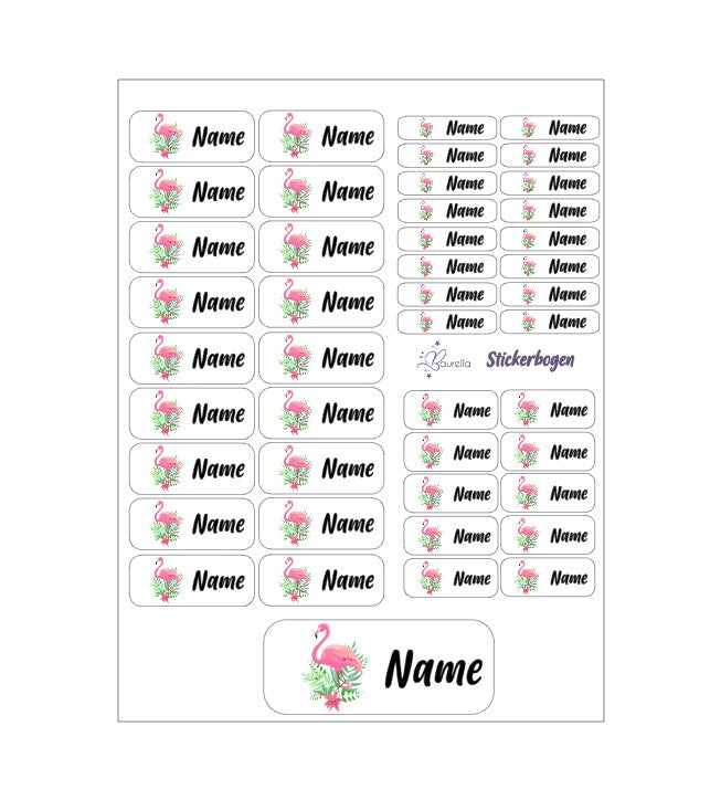 Baurelia Stickerset mit Name Flamingo 3