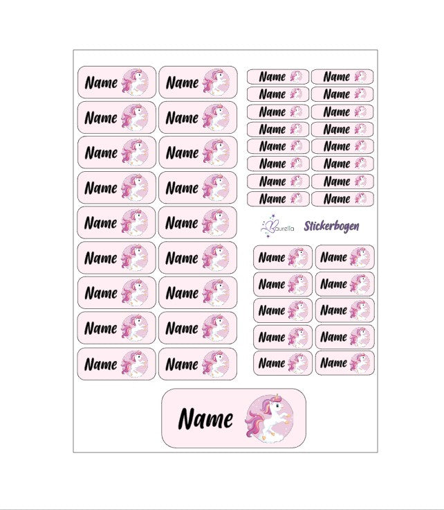 Baurelia Stickerset mit Name Einhorn 7