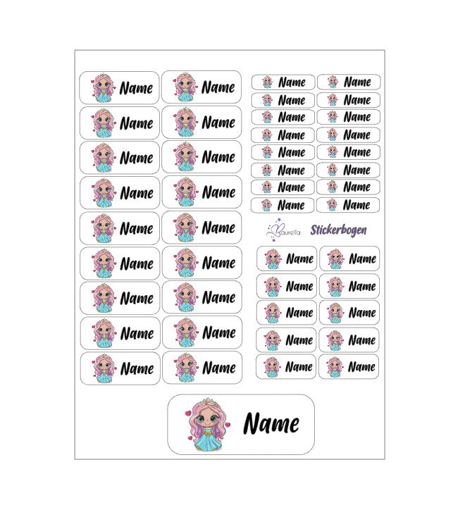 Baurelia Stickerset mit Name Prinzessin 2