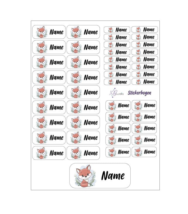 Baurelia Stickerset mit Name Fuchs 6