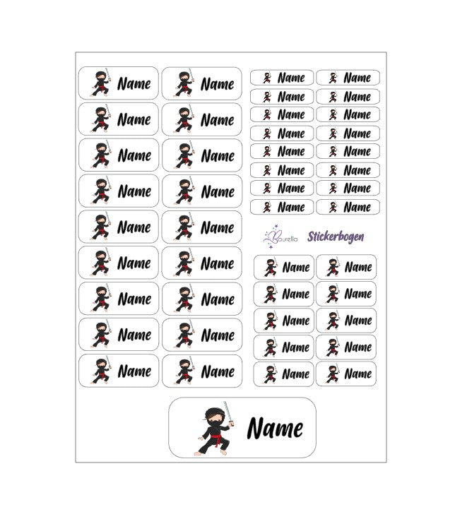 Baurelia Stickerset mit Name Ninja 1
