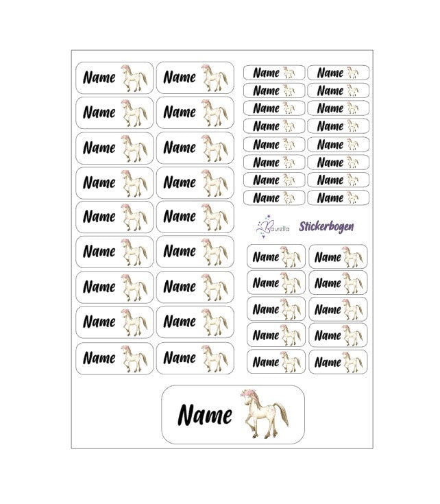 Baurelia Stickerset mit Name Pferd 6